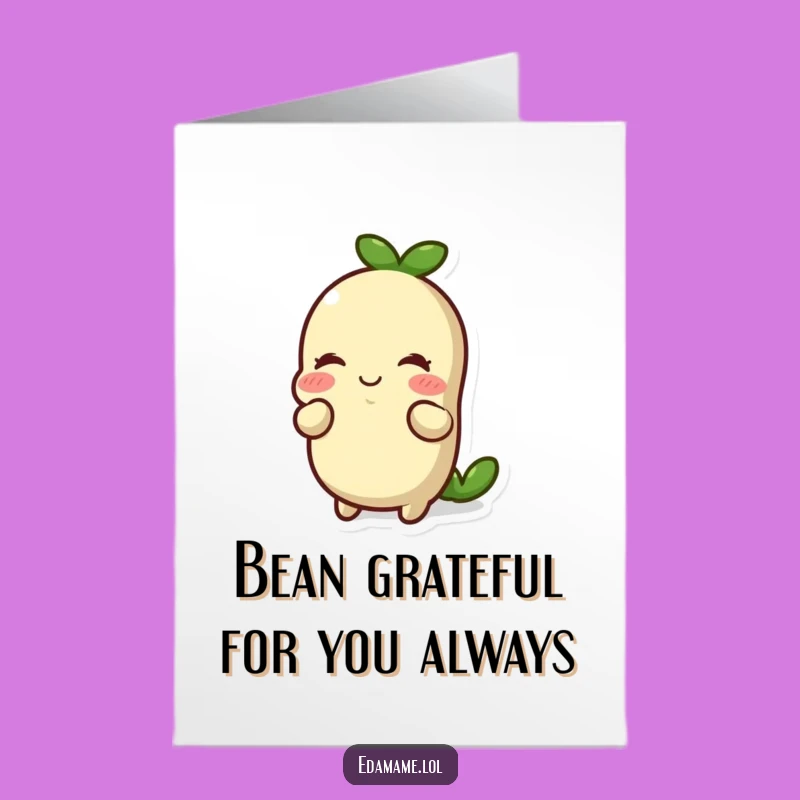 Free Printable Edamame Bow Thank You Card - Funny Downloadable Gift for Sweet Gratitude