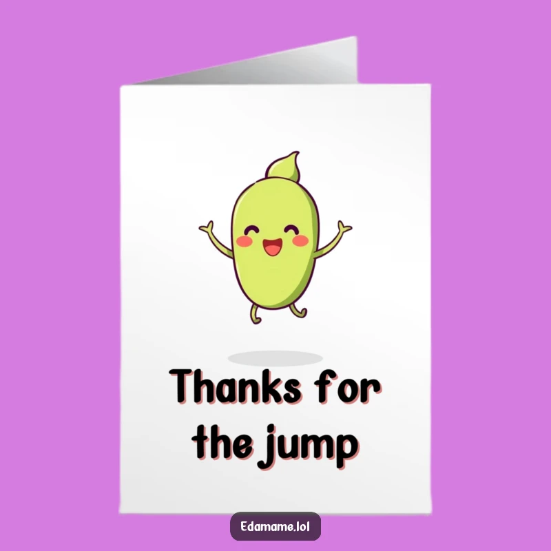 Free Printable Thank You Card: Edamame's Cheerful Jump - DIY Downloadable
