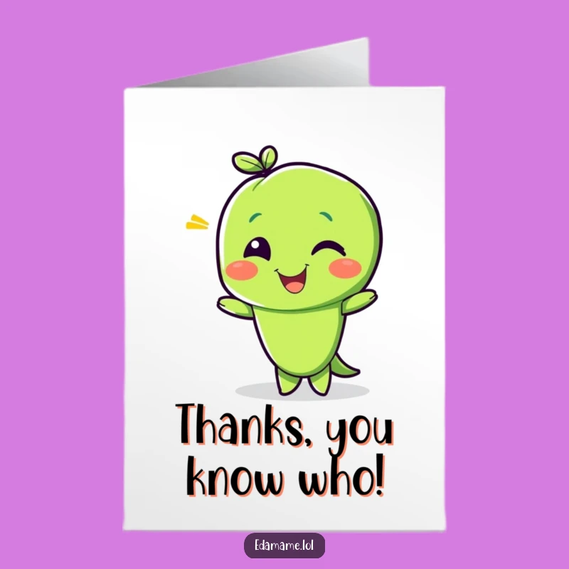 Free Printable Thank You Card: Edamame Wink Funny Downloadable Gift