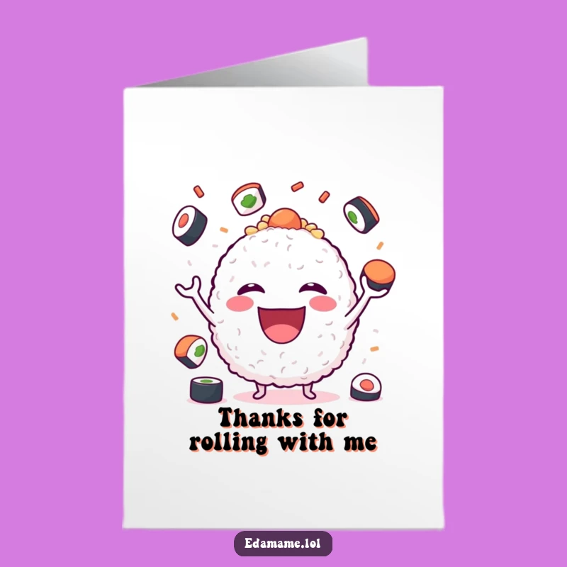 Free Printable Thank You Card: Funny Rice Ball Juggling Thanks, Downloadable Gratitude