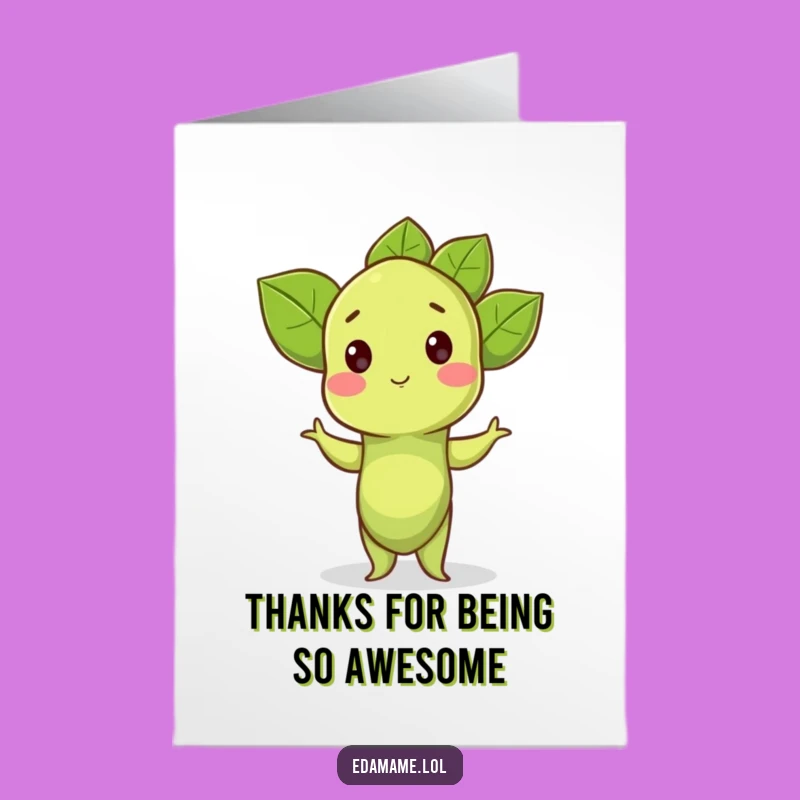 Free Printable Thank You Card: Proud Edamame Sprout Pose, Funny Downloadable Art for Gratitude