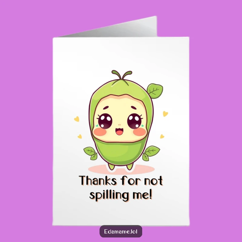 Free Printable Thank You Card: Surprised Edamame Expressing Gratitude - Instant Download!