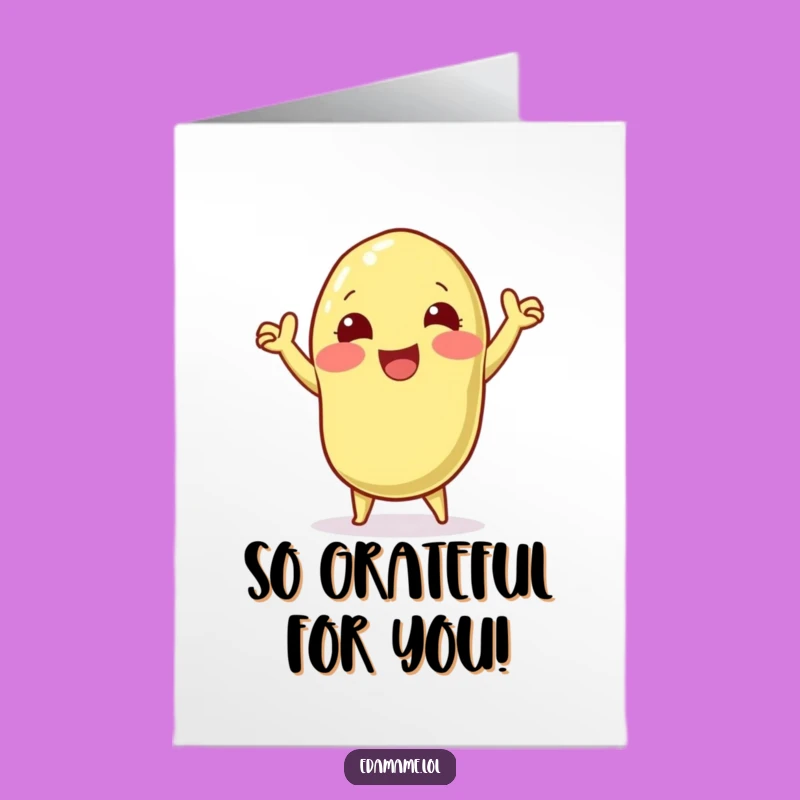 Free Printable Thank You Card: Edamame Victory Dance Funny Downloadable Gift