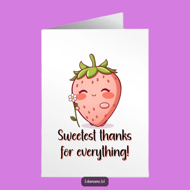 Free Printable Thank You Card: Blushing Strawberry - Adorable & Funny Downloadable Gift