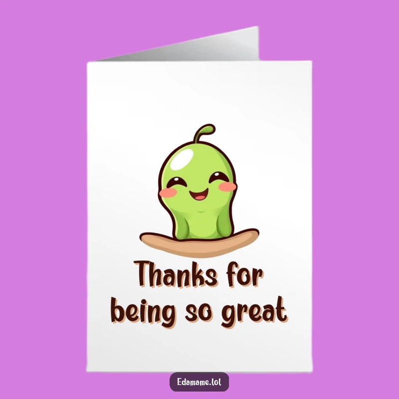 Free Printable Grinning Edamame Thank You Card: Funny Bean Gift