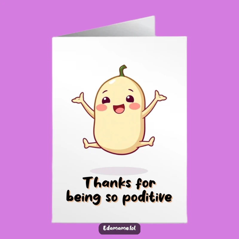 Free Printable Thank You Card: Edamame Jump, Grateful Green, Funny Appreciation Gift