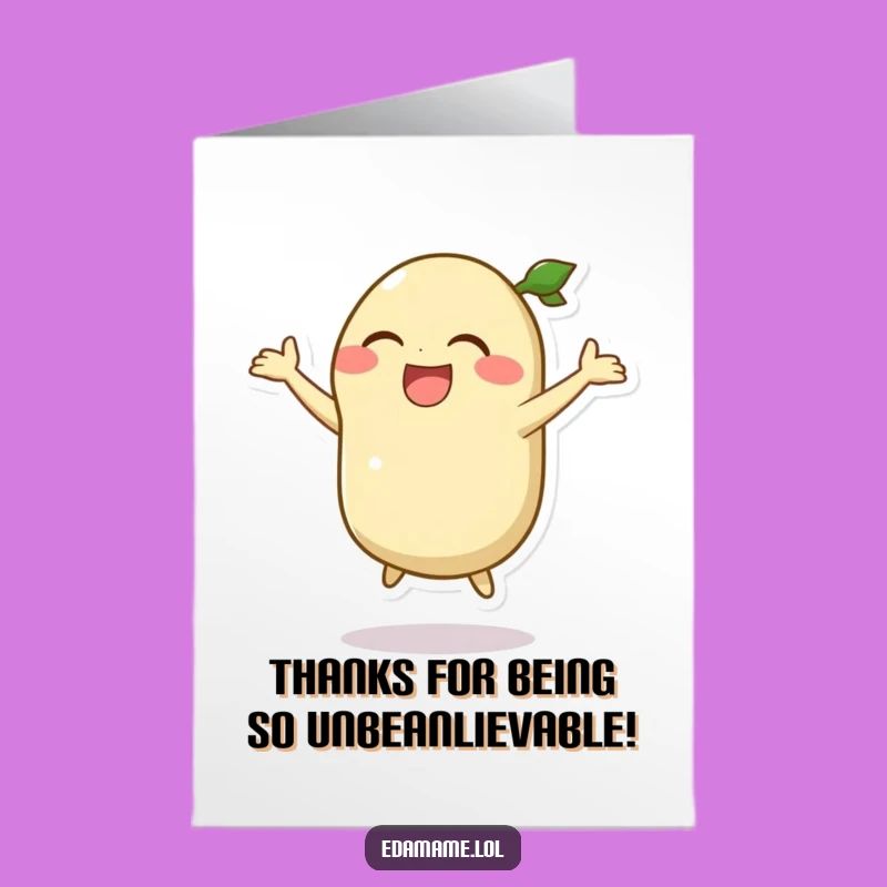 Humorous Free Printable Edamame Thank You Card: Silly Jump for Appreciation