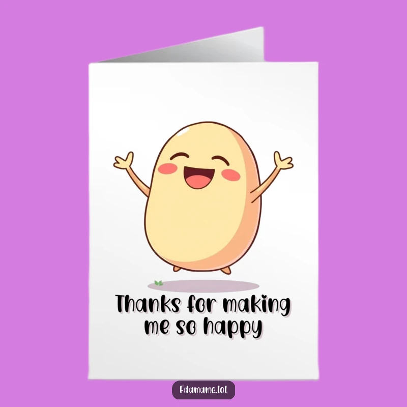 Free Printable Thank You Card: Jumping Bean Pod Expresses Joy, Funny Downloadable Gift