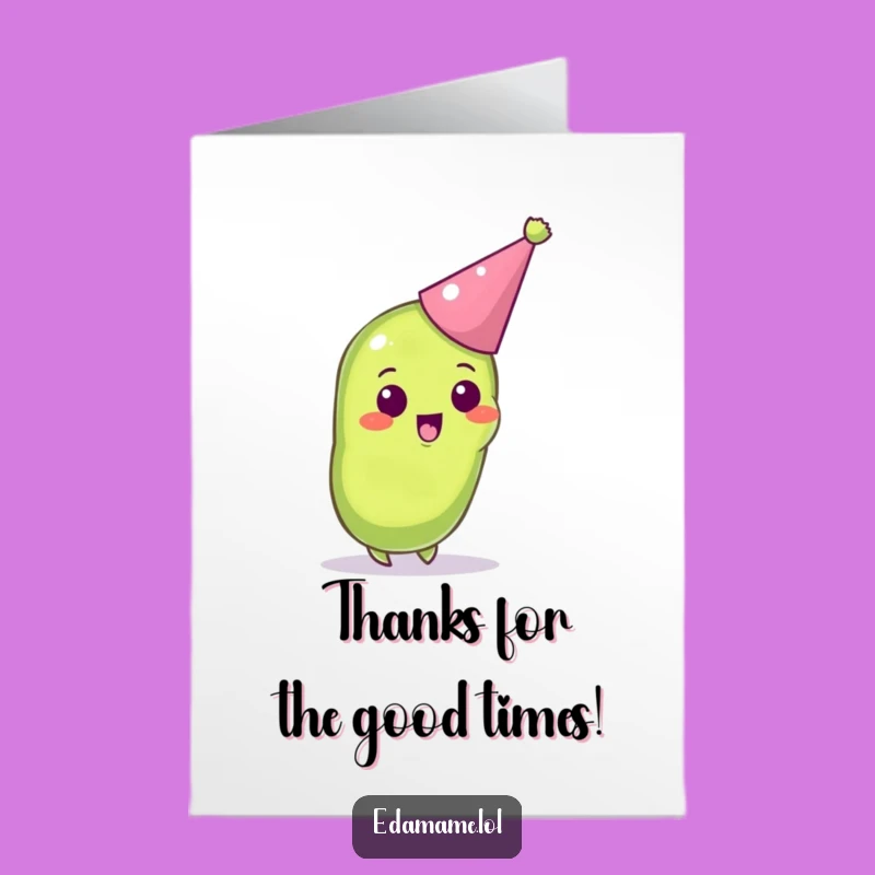 Free Printable Party Edamame Thank You Card: Funny Downloadable Gift of Celebration