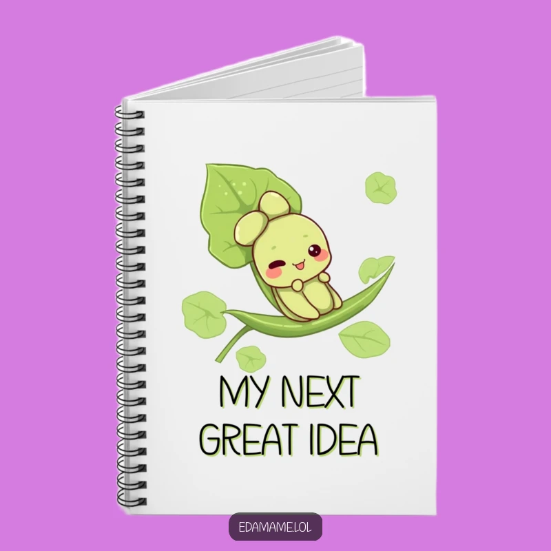 Funny Edamame Leaf Slide Notebook - Cute Character Journal, Creative Funny Gift for Writers