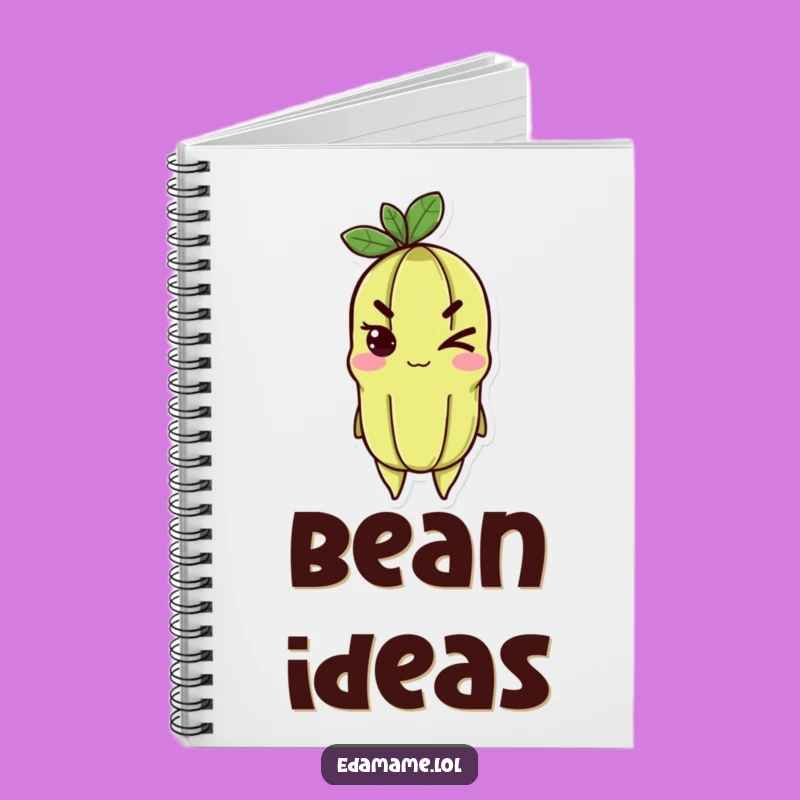 Funny Edamame Wink Notebook - Determined Bean Journal for Creative Ideas & Notes