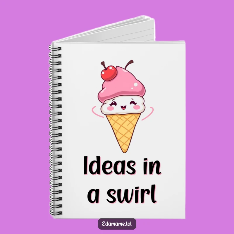 Funny Ice Cream Cone Notebook: Whimsical Cherry Hat Spinner Journal, Great Funny Gift!