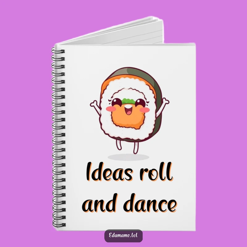 Funny Cheerful Sushi Dance Notebook Jot Down Ideas with a Sushi Swirl