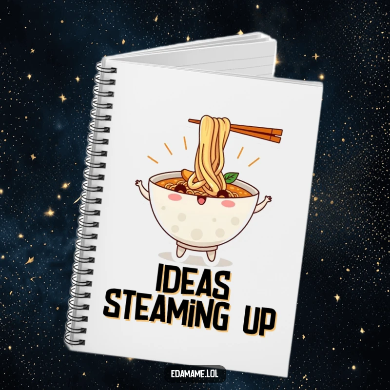 Funny Ramen Bowl Notebook with Dancing Noodles, a Spirited Journal for Notes and Ideas