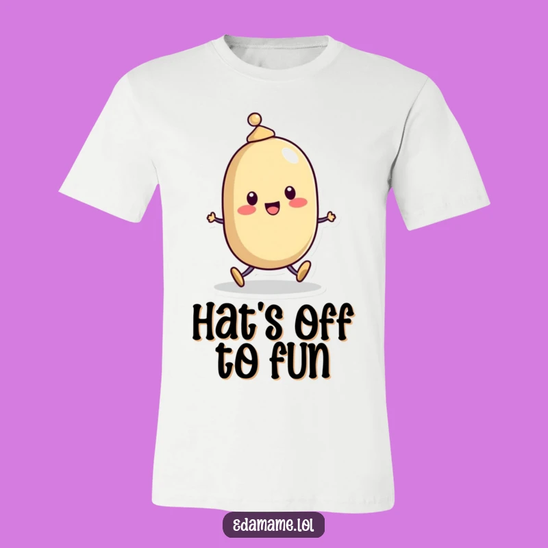 Funny Bean Character Hat T-Shirt: Cheerful Skipper Tee