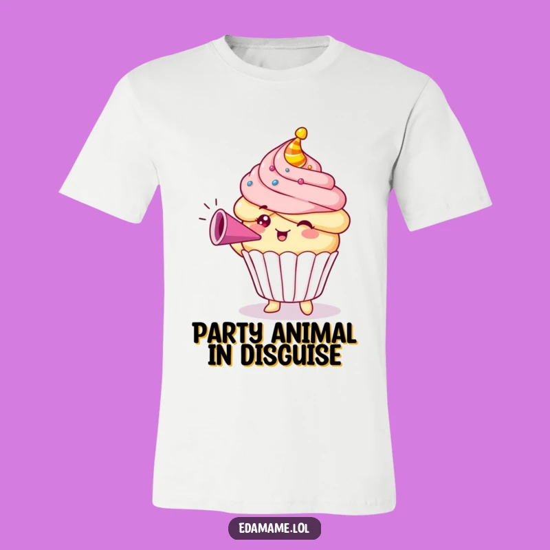 Funny Cupcake Party Horn T-Shirt: Wear Your Celebration with This Hilarious Tee