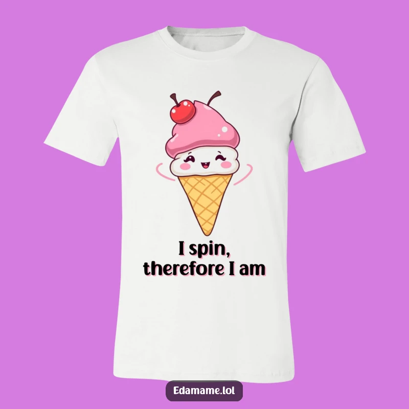 Funny Ice Cream Cone T-Shirt: Whimsical Cherry Hat Spinner, Great Funny Gift!