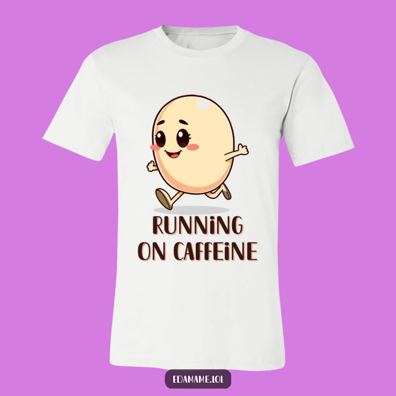 Funny Determined Bean Runner T-Shirt - Smiling Character Tee, Inspiring Funny Gift