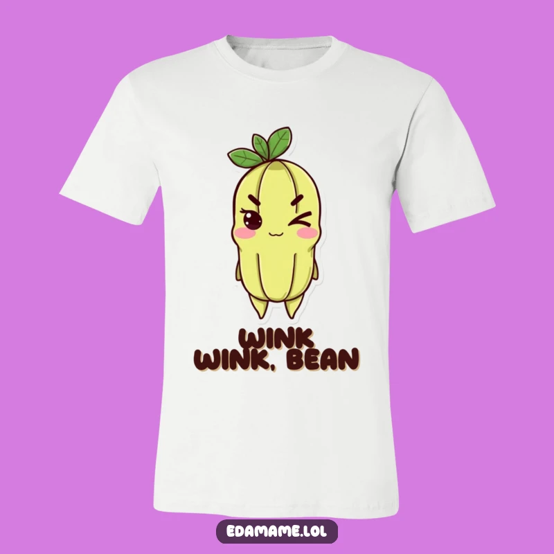 Funny Edamame Wink T-Shirt - Cheerful Determined Bean Tee for Quirky Style