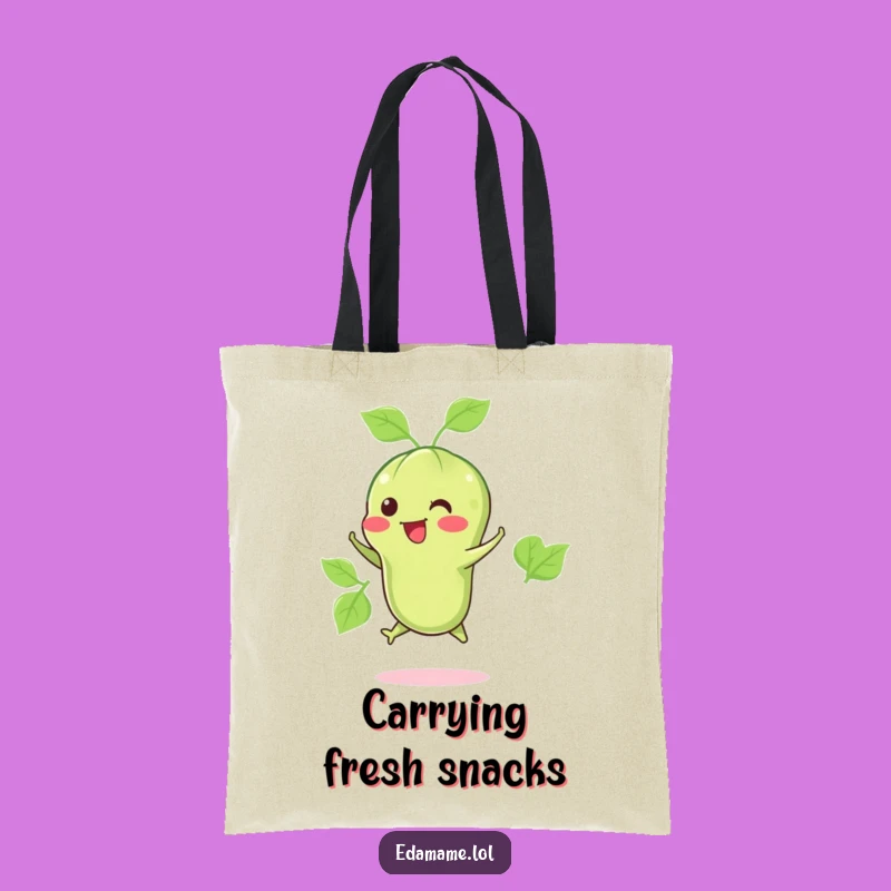 Funny Happy Edamame Jump Tote Bag: Carry Your Healthy Joy